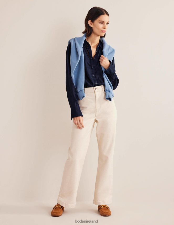 Navy Clothing New Linen Shirt Boden Women L466L6163