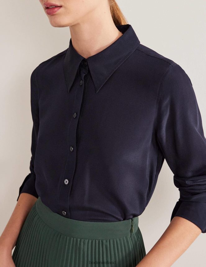 Navy Clothing Silk Shirt Boden Women L466L6161