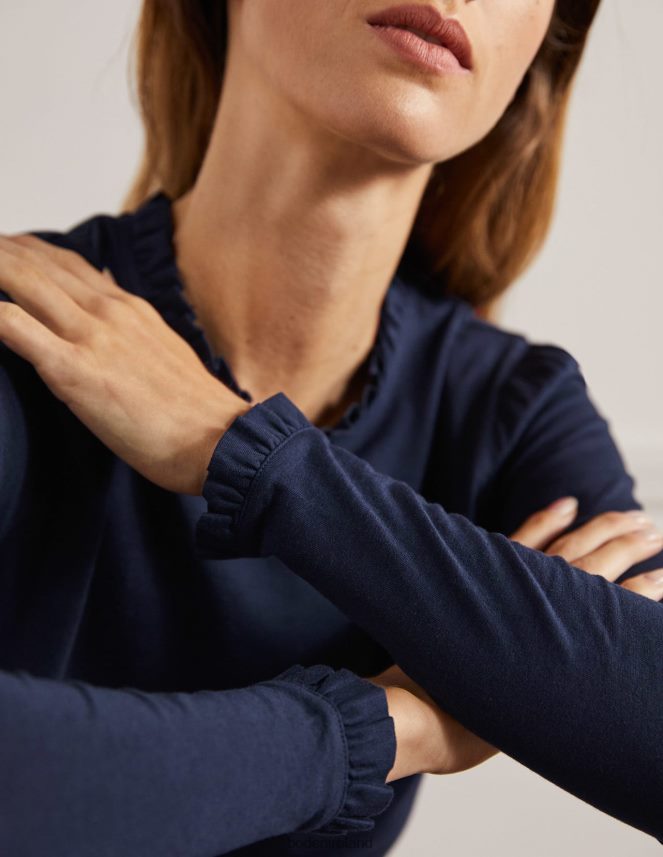 Navy Clothing Supersoft Frill Detail Top Boden Women L466L6132