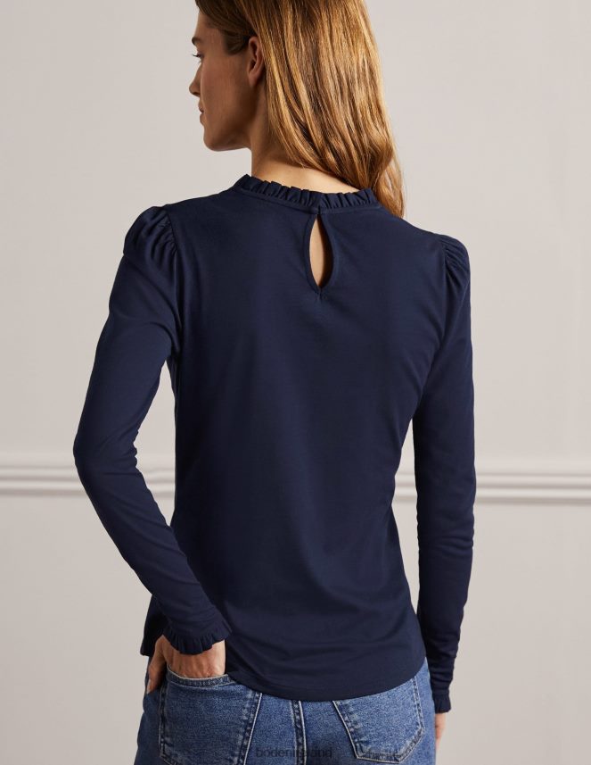 Navy Clothing Supersoft Frill Detail Top Boden Women L466L6132