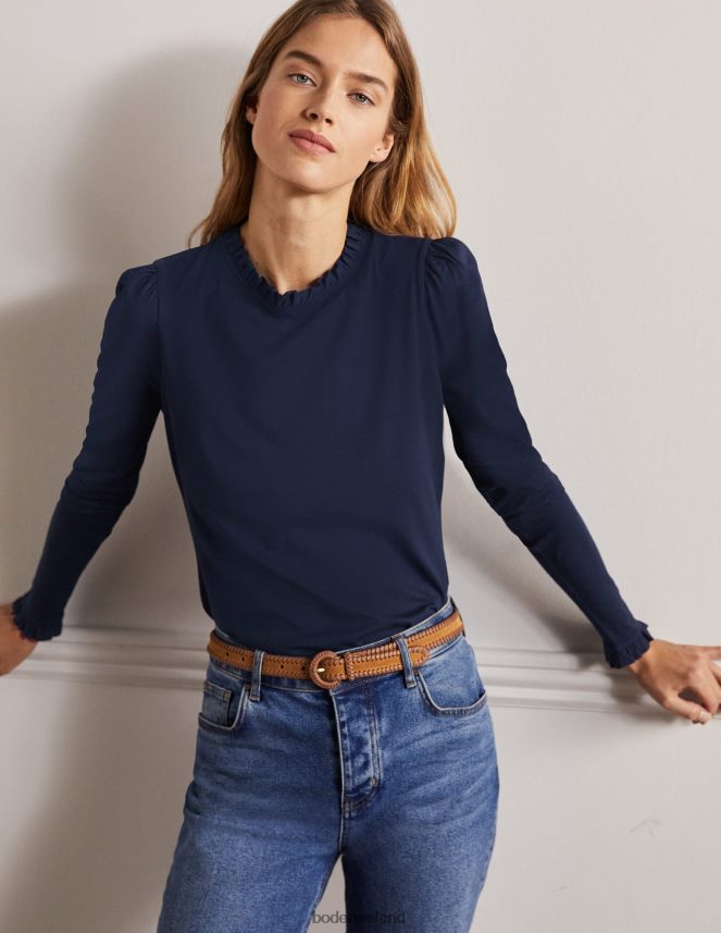 Navy Clothing Supersoft Frill Detail Top Boden Women L466L6132