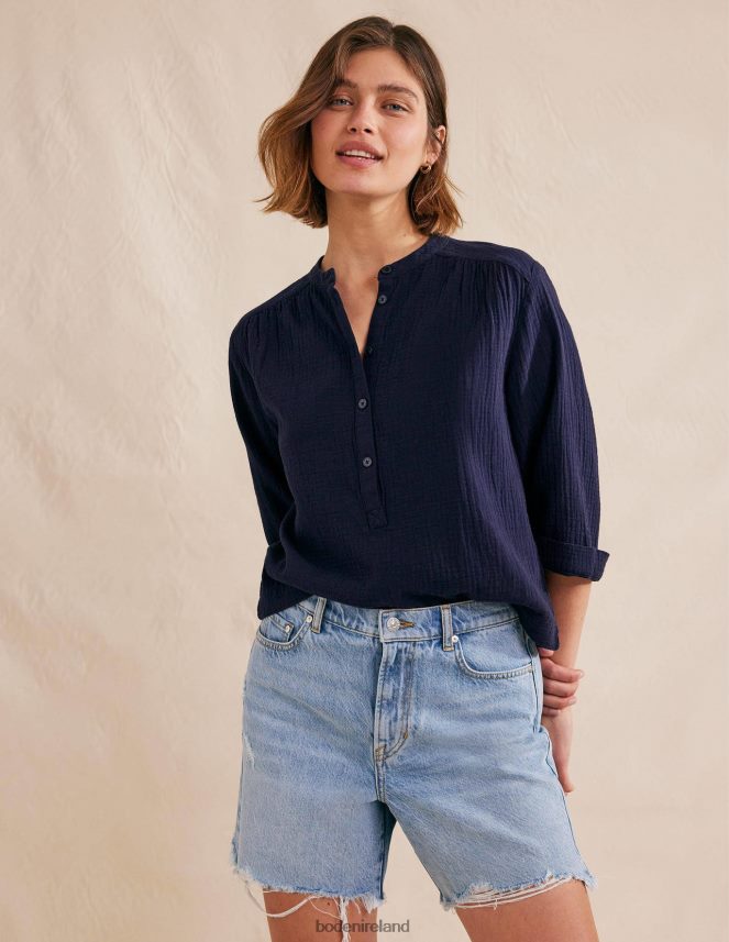 Navy Clothing Wide Sleeve Cheesecloth Top Boden Women L466L62524