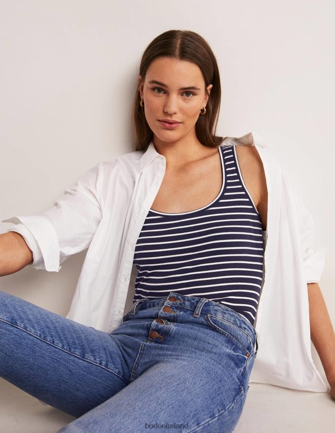 Navy/Ivory Stripe Clothing Essential Vest Boden Women L466L61628