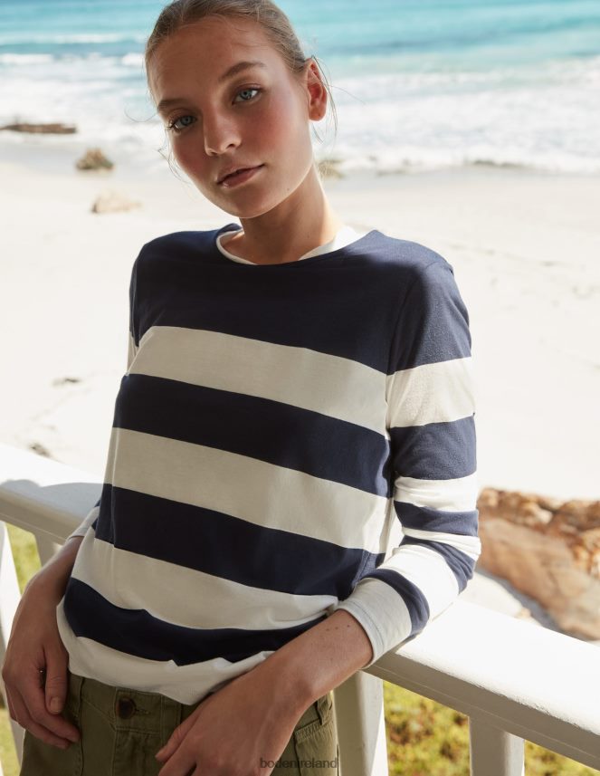 Navy/Ivory Wide Stripe Clothing Bea Long Sleeve Breton Boden Women L466L62446