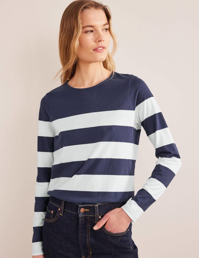 Navy/Ivory Wide Stripe Clothing Bea Long Sleeve Breton Boden Women L466L62446