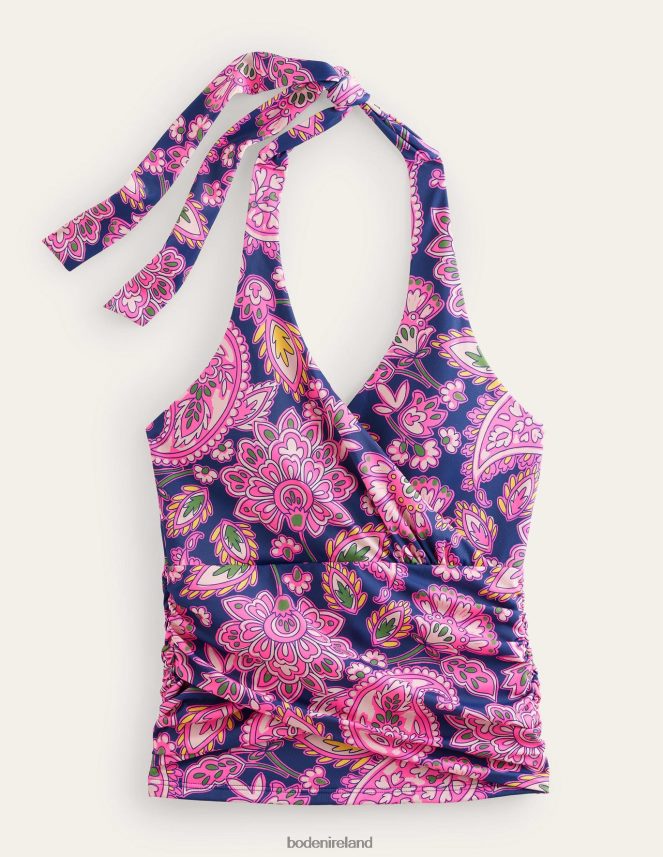 Navy & Paisley Terrace Clothing Levanzo Halter Tankini Top Boden Women L466L62130
