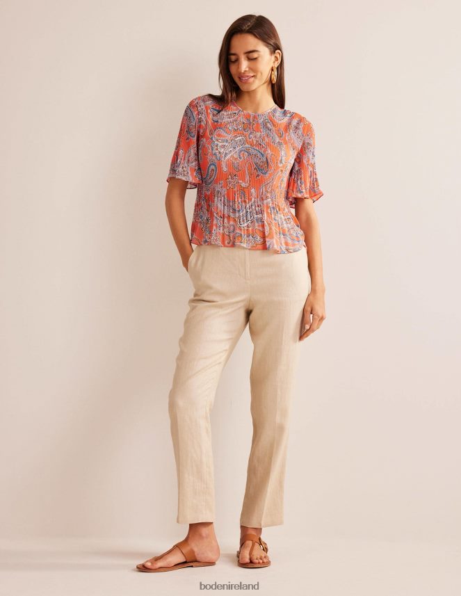 Orange Jelly & Paradise Pop Clothing Flutter-Sleeve Plisse Top Boden Women L466L6100