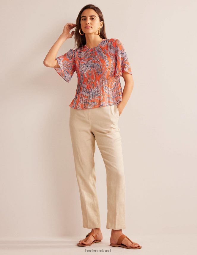 Orange Jelly & Paradise Pop Clothing Flutter-Sleeve Plisse Top Boden Women L466L6100