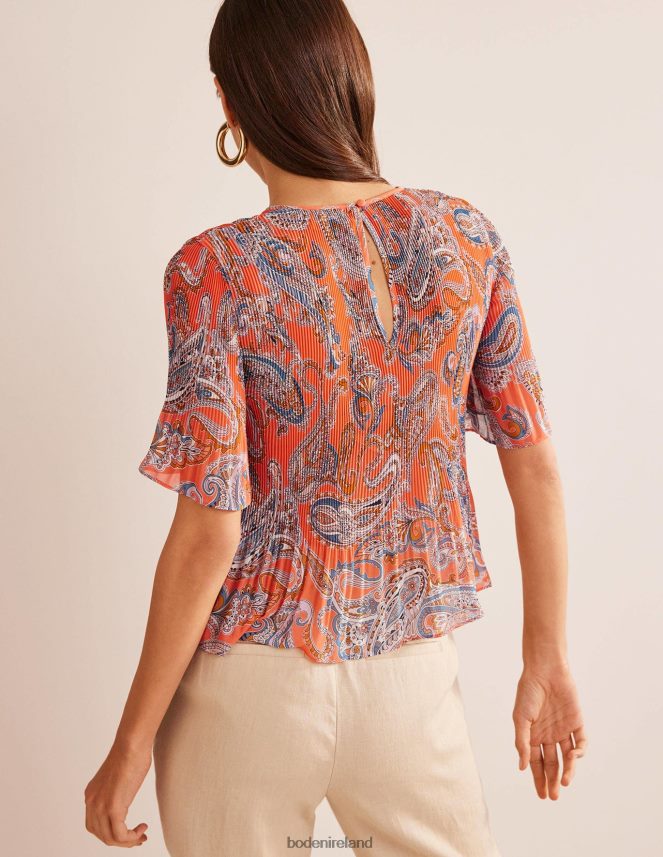 Orange Jelly & Paradise Pop Clothing Flutter-Sleeve Plisse Top Boden Women L466L6100