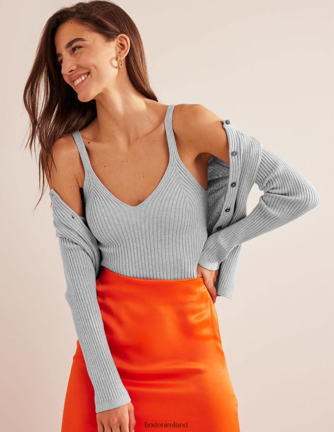 Pale Grey Melange Clothing Ribbed Vest Top Boden Women L466L61845