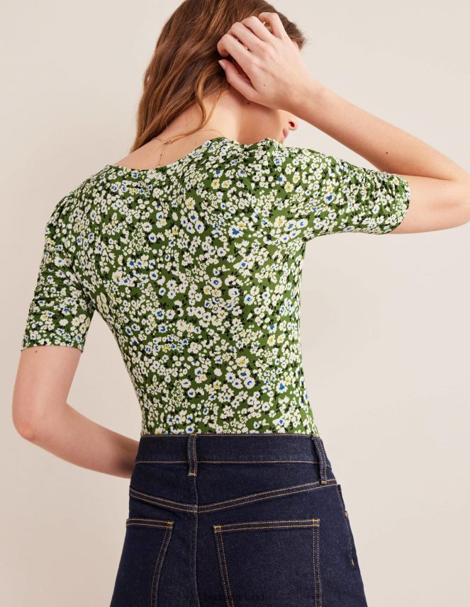 Park Ranger & Heart Bloom Clothing Ruched Front Printed Top Boden Women L466L61976