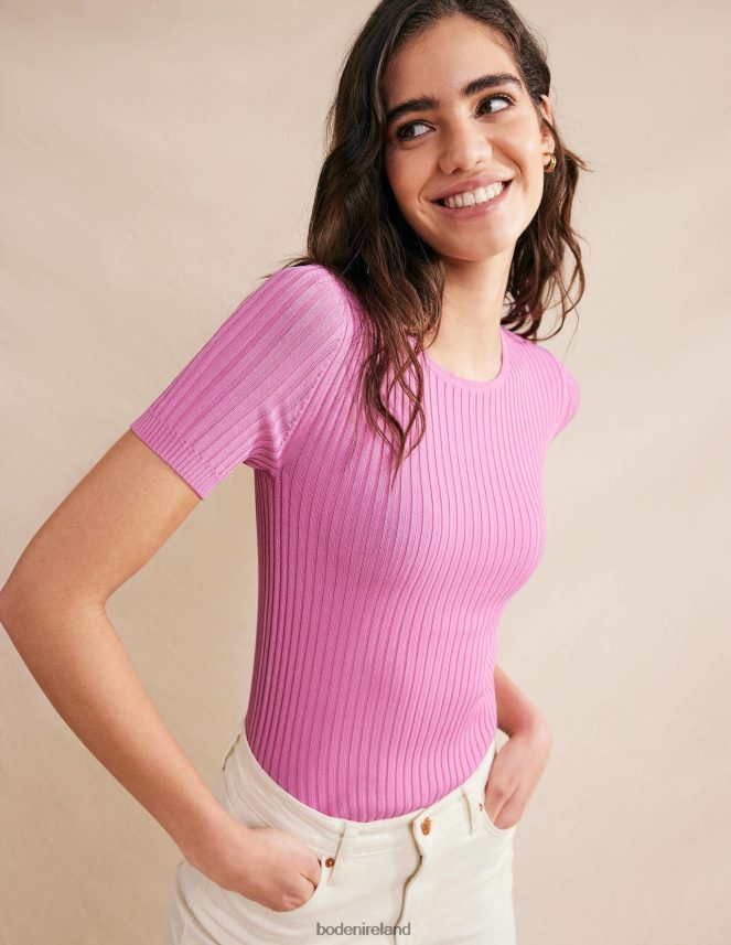 Pink Lemonade Clothing Ribbed Knitted T-Shirt Boden Women L466L61415