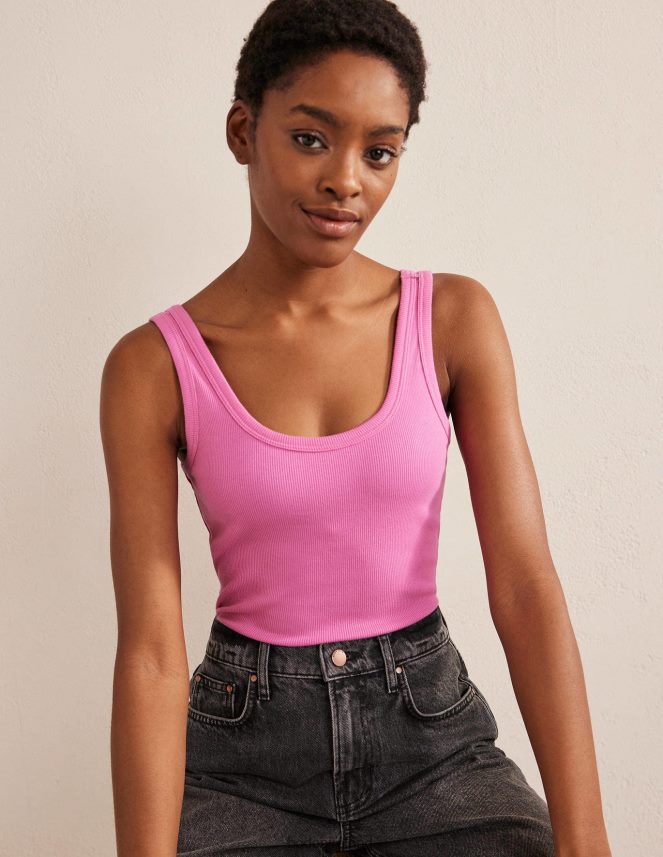 Plum Blossom Clothing Cotton Ribbed Scoop Vest Boden Women L466L62276