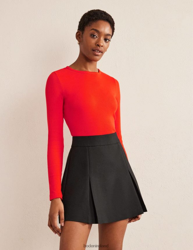 Red Pop Clothing Cotton Ribbed Long Sleeve Top Boden Women L466L61993