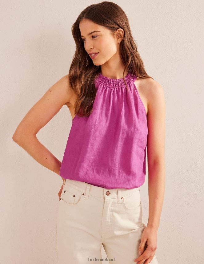 Rose Violet Clothing Linen Smocked Halter Top Boden Women L466L62526