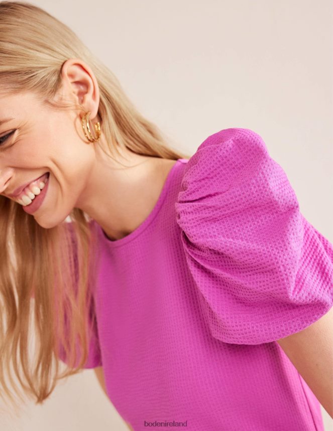 Rose Violet Clothing Puff Sleeve Jersey Top Boden Women L466L62209