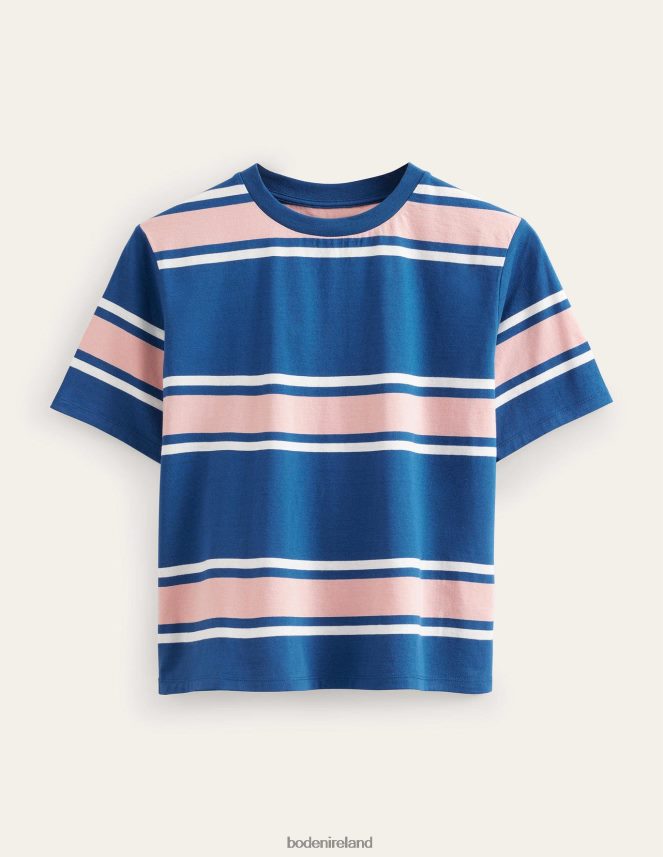 Sapphire/Soft Pink Stripe Clothing Boxy Stripe T-Shirt Boden Women L466L61594