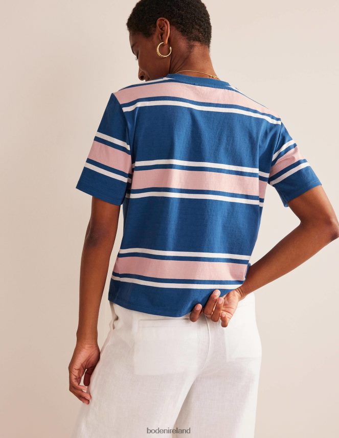 Sapphire/Soft Pink Stripe Clothing Boxy Stripe T-Shirt Boden Women L466L61594