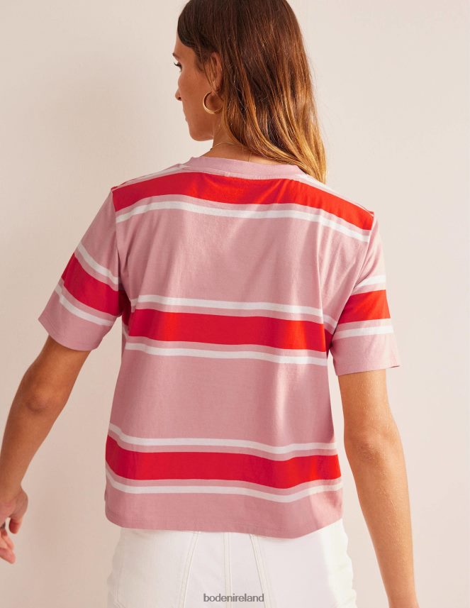 Soft Pink/Orange Stripe Clothing Boxy Stripe T-Shirt Boden Women L466L61454