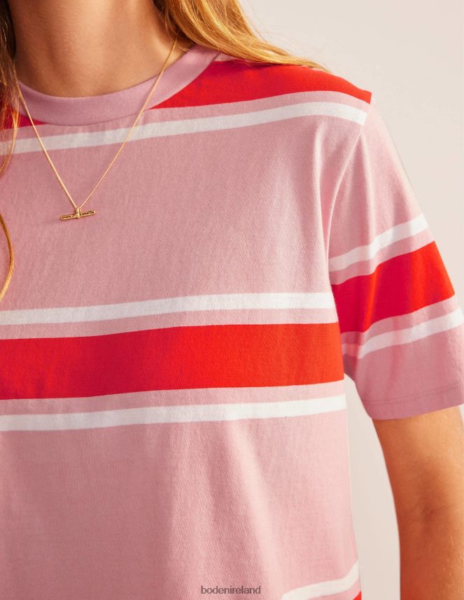 Soft Pink/Orange Stripe Clothing Boxy Stripe T-Shirt Boden Women L466L61454