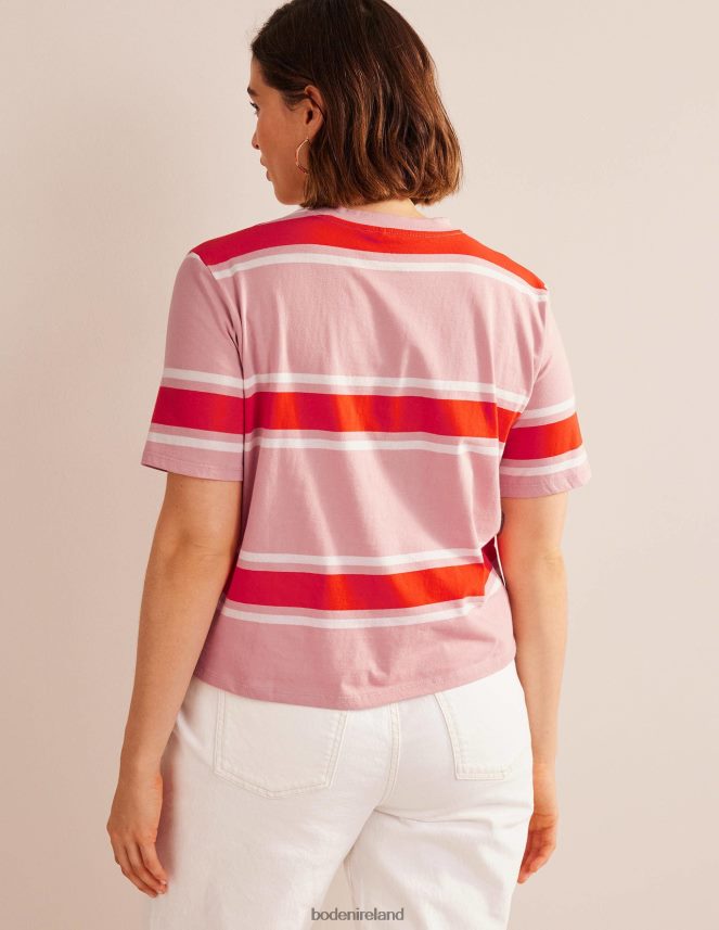 Soft Pink/Orange Stripe Clothing Boxy Stripe T-Shirt Boden Women L466L61454