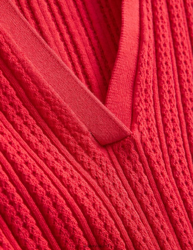 Strawberry Tart Red Clothing Ribbed Pointelle Collared Top Boden Women L466L61930
