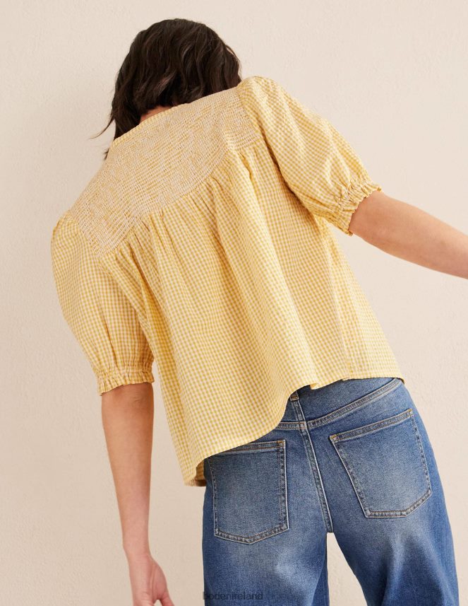 Sweet Honeycomb Gingham Clothing Puff Sleeve Seersucker Popover Boden Women L466L62204