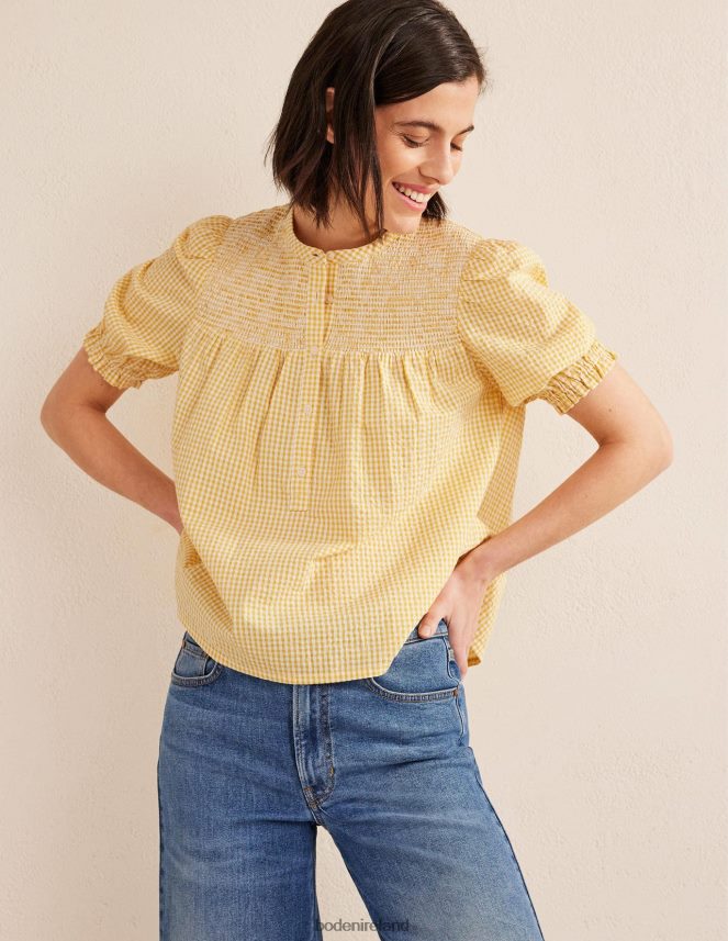 Sweet Honeycomb Gingham Clothing Puff Sleeve Seersucker Popover Boden Women L466L62204