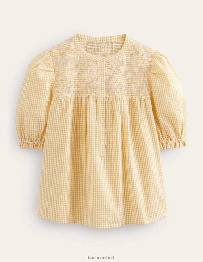 Sweet Honeycomb Gingham Clothing Puff Sleeve Seersucker Popover Boden Women L466L62204