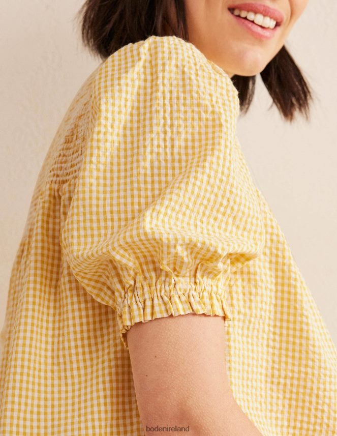 Sweet Honeycomb Gingham Clothing Puff Sleeve Seersucker Popover Boden Women L466L62204