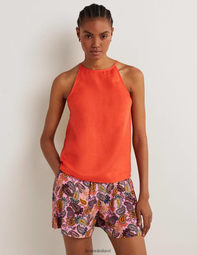 Tigerlily Orange Clothing Strappy Halterneck Linen Top Boden Women L466L62399