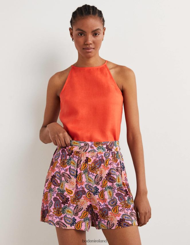 Tigerlily Orange Clothing Strappy Halterneck Linen Top Boden Women L466L62399