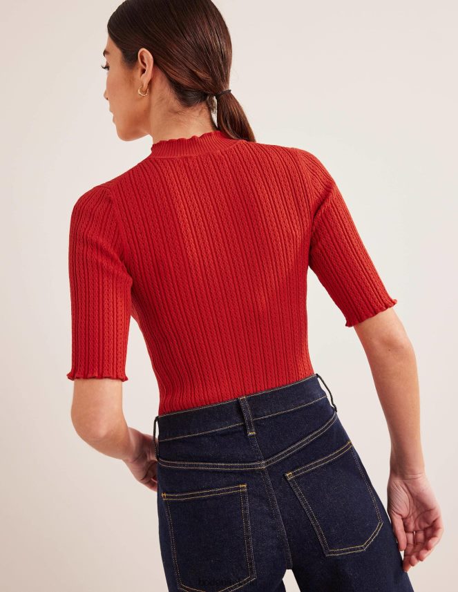 Tomato Clothing Ribbed Pointelle High Neck Top Boden Women L466L61826