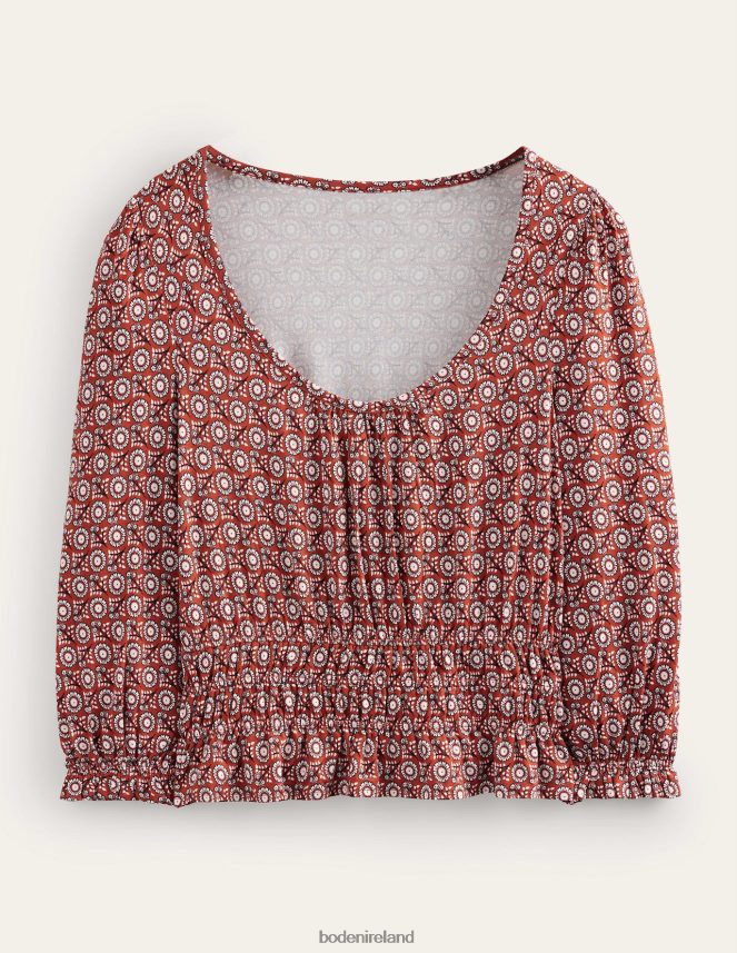 Tomato & Sunflower Spring Clothing Smocked Jersey Peplum Top Boden Women L466L694