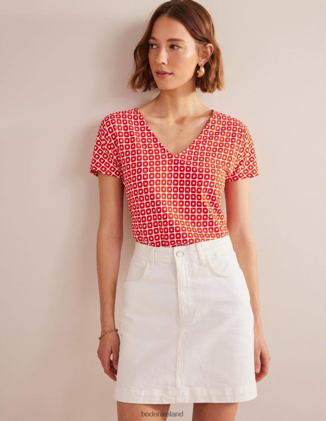 Vermillion Cube Clothing Tie Back Jersey Top Boden Women L466L61524