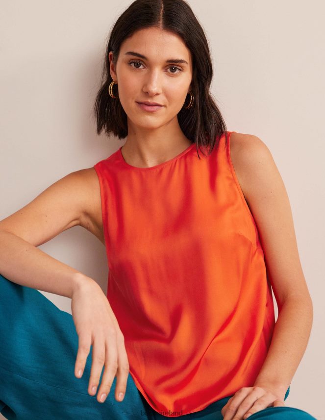 Vermillion Red Clothing Silk Blend Shell Top Boden Women L466L61715