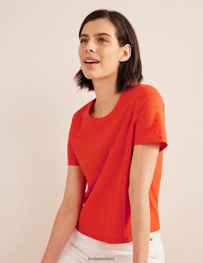 Vermillion Red Clothing Textured Jersey T-Shirt Boden Women L466L61774