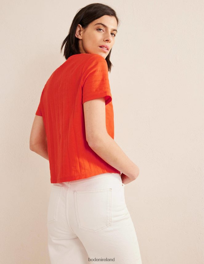 Vermillion Red Clothing Textured Jersey T-Shirt Boden Women L466L61774