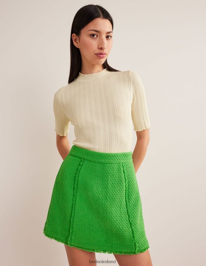 Warm Ivory Clothing Ribbed Pointelle High Neck Top Boden Women L466L61828