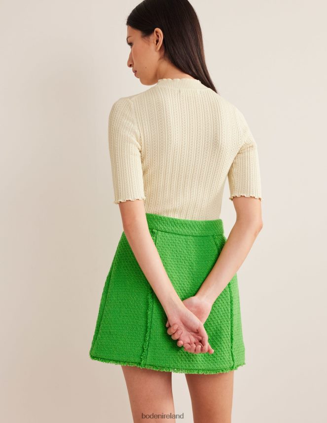 Warm Ivory Clothing Ribbed Pointelle High Neck Top Boden Women L466L61828