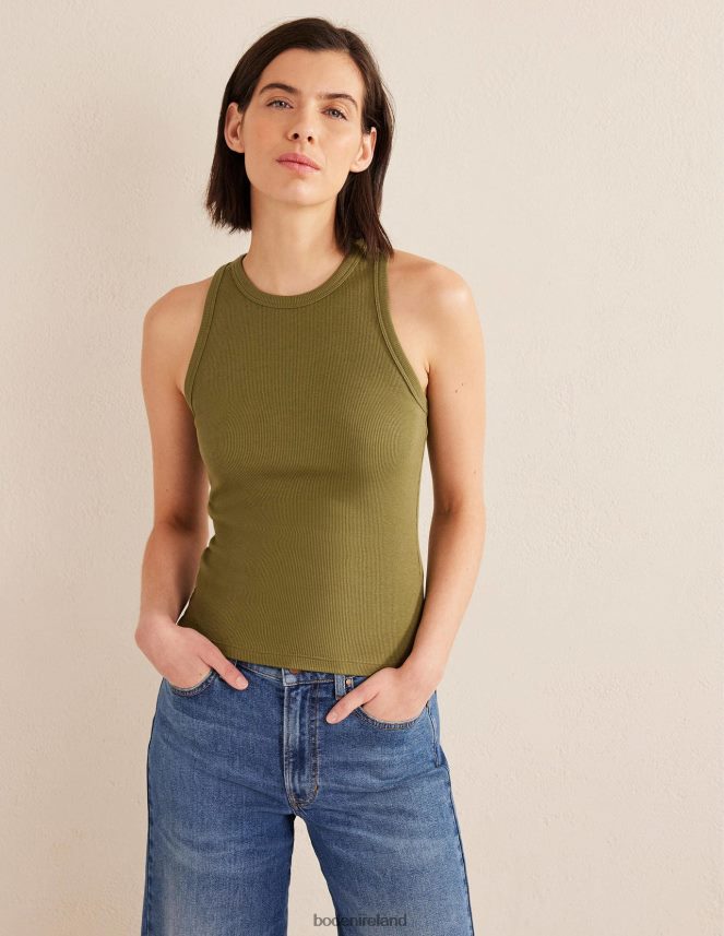 Washed Khaki Clothing Cotton Ribbed Vest Boden Women L466L61886