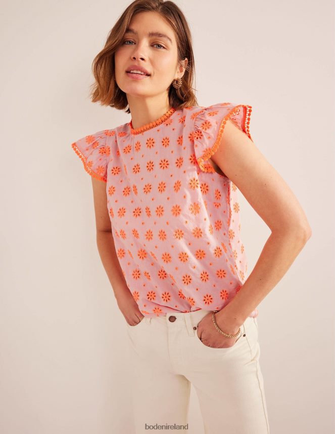 Watermelon Punch Clothing Embroidered Pom Trim Top Boden Women L466L61800