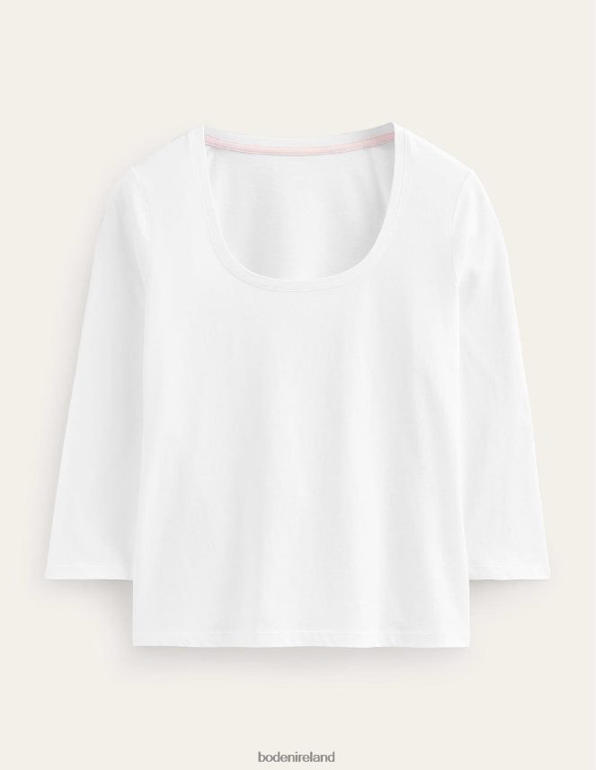 White Clothing 3/4 Sleeve Scoop Neck Top Boden Women L466L6186