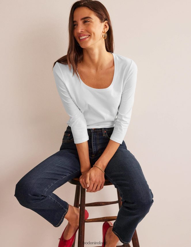 White Clothing 3/4 Sleeve Scoop Neck Top Boden Women L466L6186