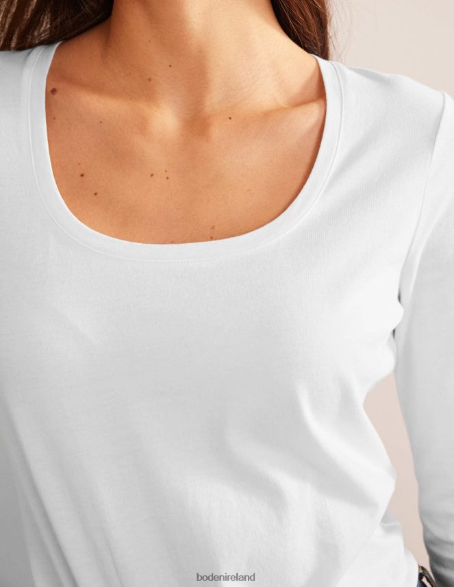 White Clothing 3/4 Sleeve Scoop Neck Top Boden Women L466L6186