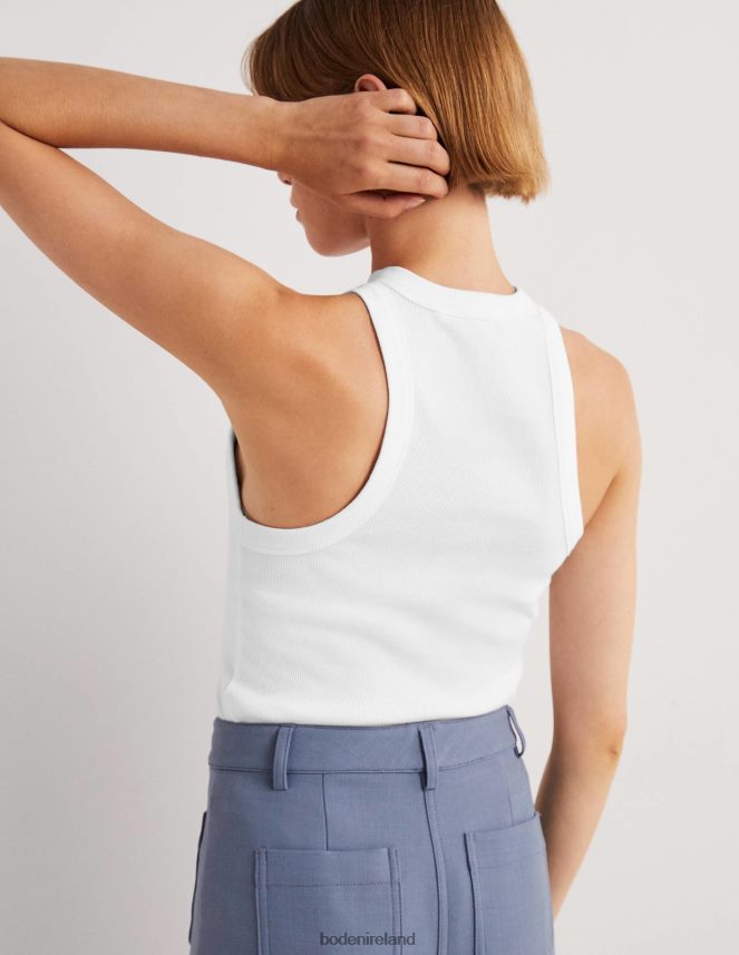 White Clothing Cotton Ribbed Vest Boden Women L466L6179
