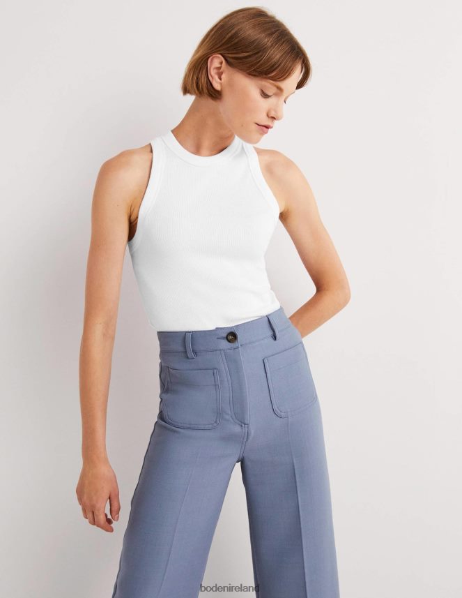 White Clothing Cotton Ribbed Vest Boden Women L466L6179