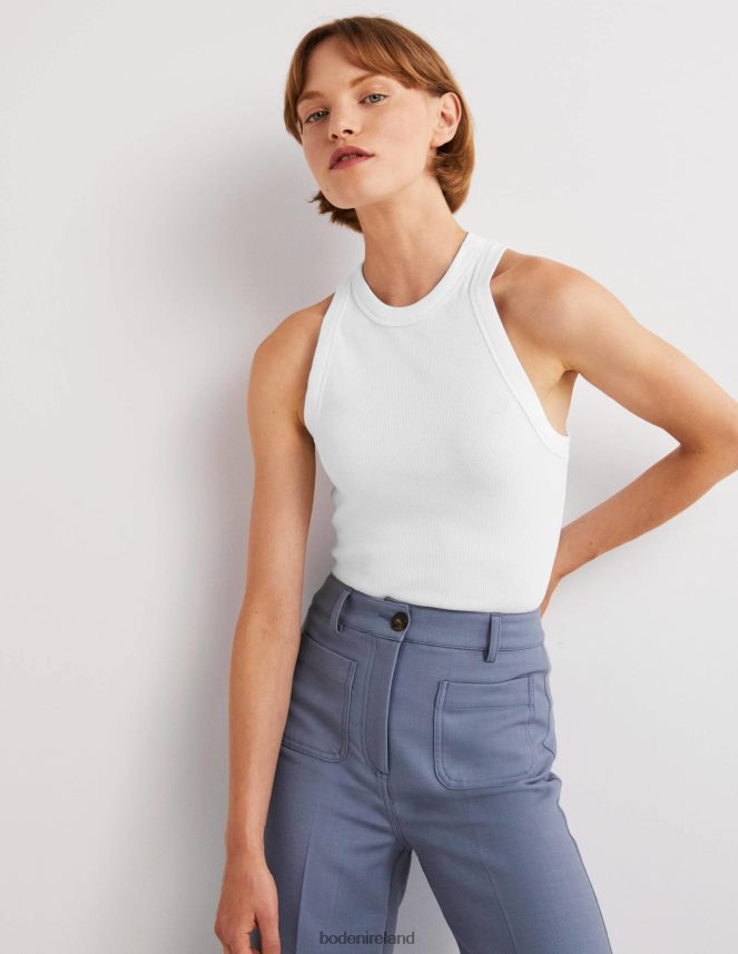 White Clothing Cotton Ribbed Vest Boden Women L466L6179