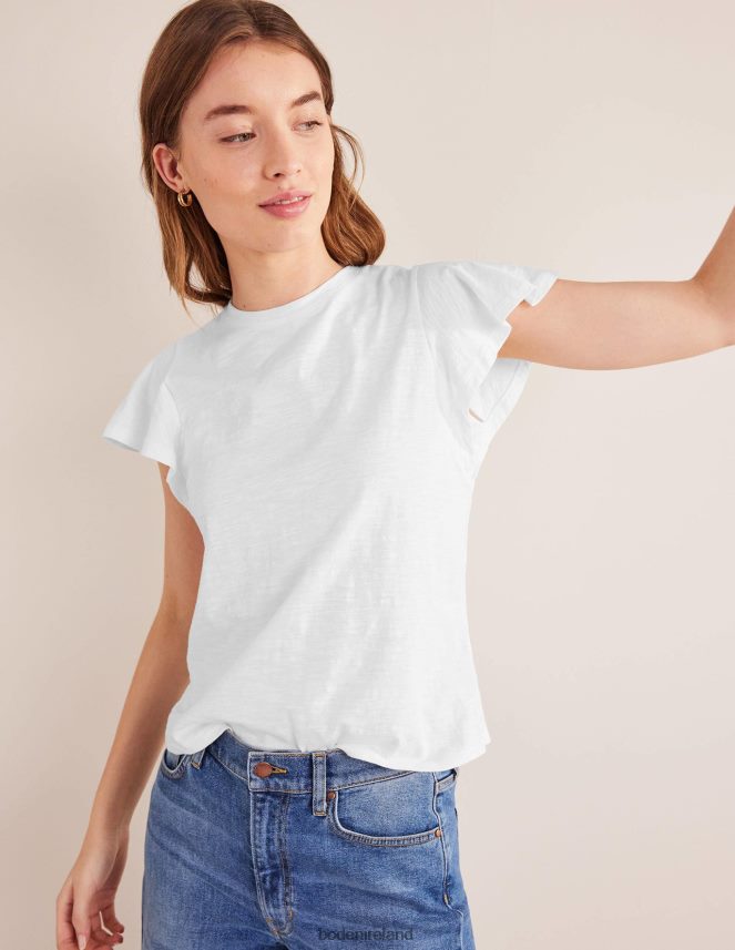 White Clothing Crew Neck Flutter T-Shirt Boden Women L466L61159