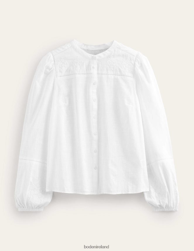 White Clothing Embroidered Blouson Sleeve Top Boden Women L466L61301